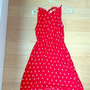 Red Sailboat Drawstring Neck Dress